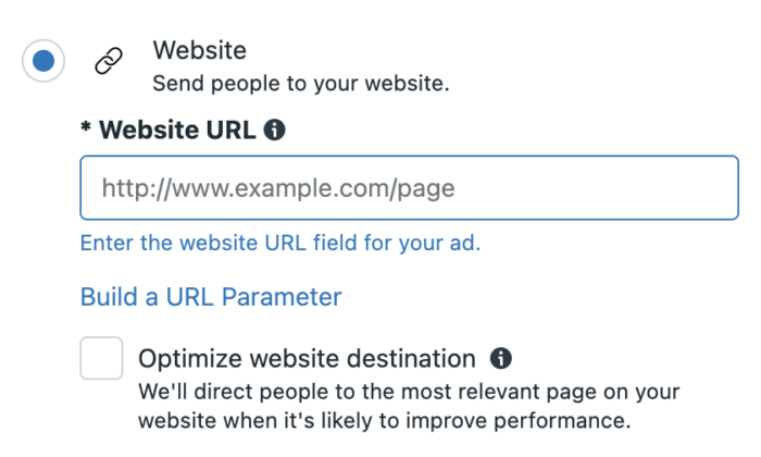 Optimize Website Destination